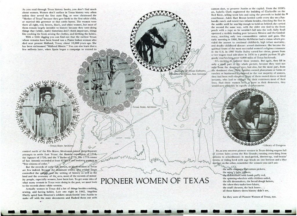 Article of Pioneer Women of Texas with pictures of four women